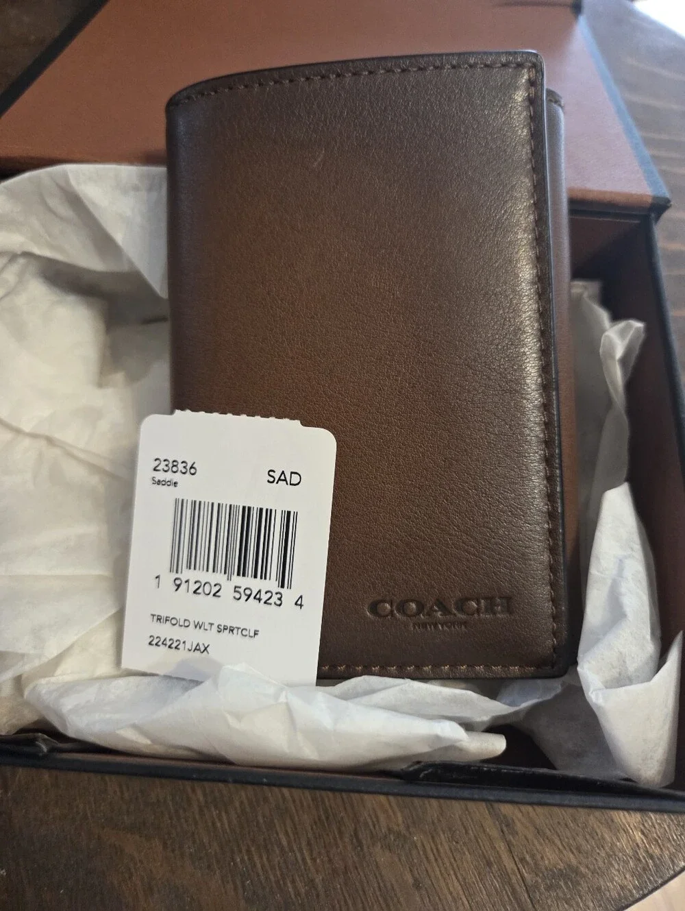 Coach Trifold Men's Wallet - Saddle Brown (23836) - NWT